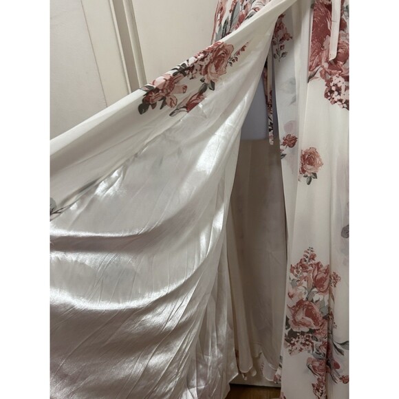 Lulus Cream Elegantly inclined Floral maxi Wrap Dress Size Small NWT - Picture 10 of 10